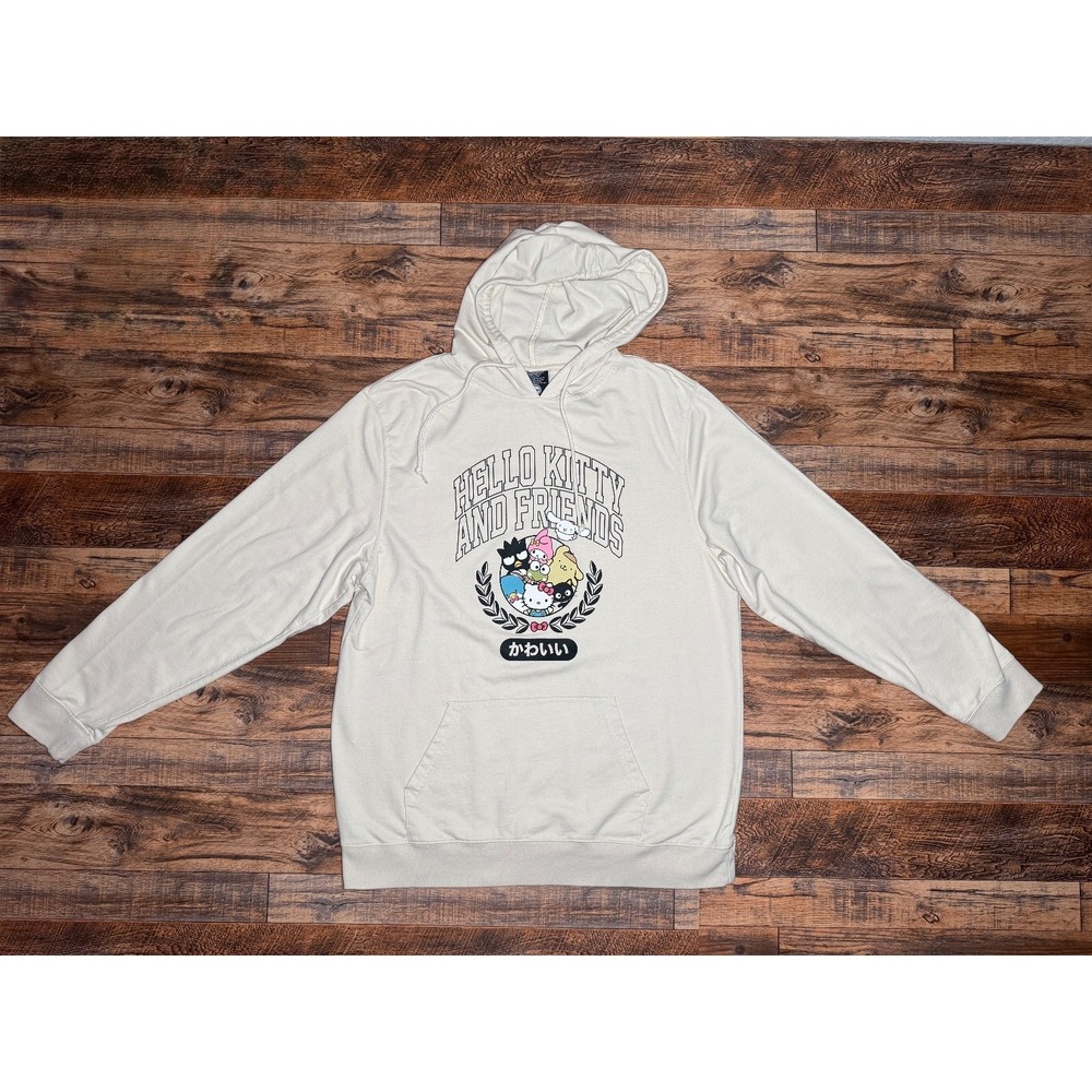 Hello Kitty And Friends Hoodie Unisex Size XXL 2XL Cream Pullover Lightweight‎
